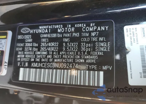 2022 Genesis Gv80 Base из США, поврежденный, VIN KMUHCESC3NU092474